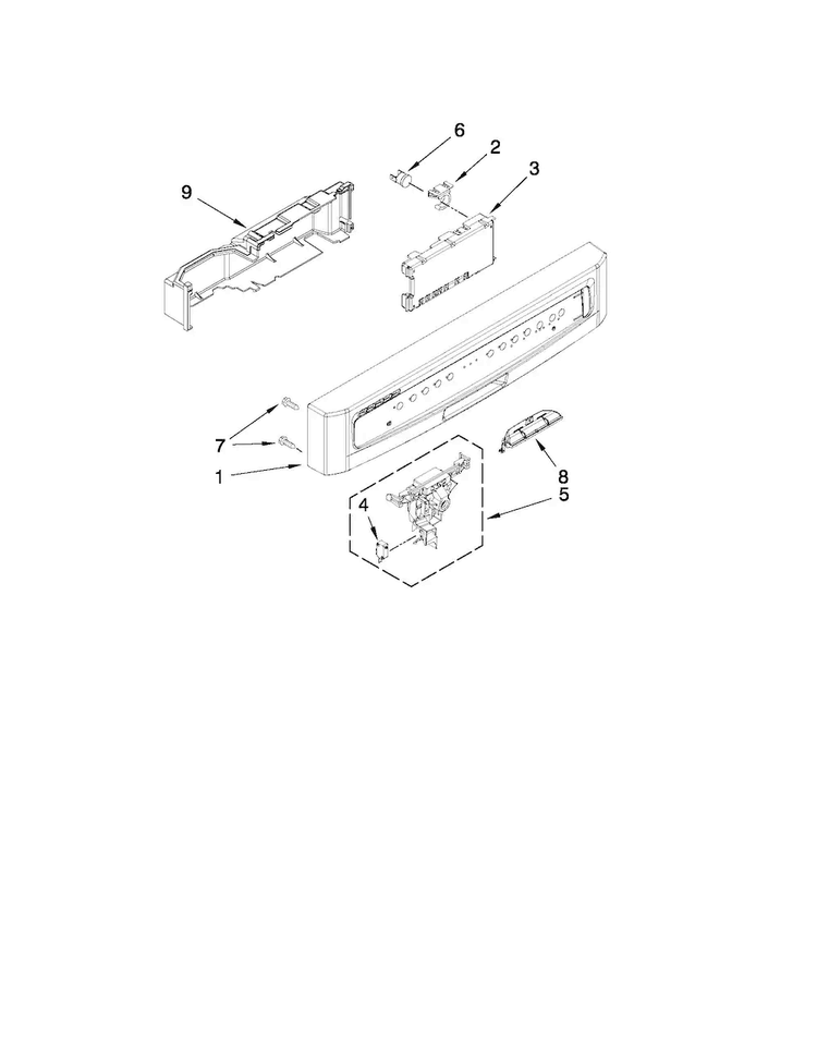 Control Panel And Latch Parts Diagram and Parts List for MDBTT53AWB2  Maytag Dishwasher