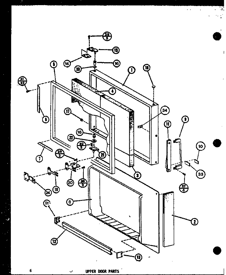 UPPER DOOR PARTS Diagram and Parts List for TM14G-L P7565817W L Amana Refrigerator