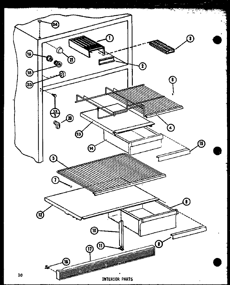INTERIORPARTS Diagram and Parts List for TM14G-L P7565817W L Amana Refrigerator