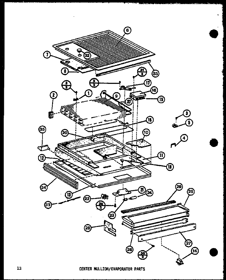 CENTER MULLION / EVAP PARTS Diagram and Parts List for TM14G-L P7565817W L Amana Refrigerator