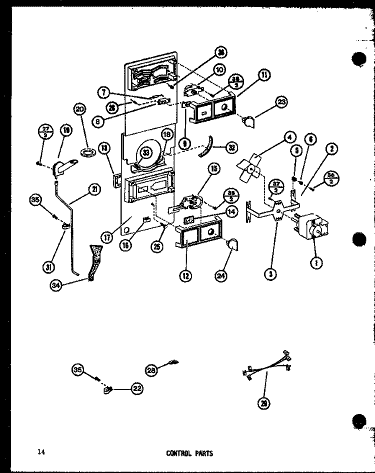 CONTROL PARTS Diagram and Parts List for TM14G-L P7565817W L Amana Refrigerator