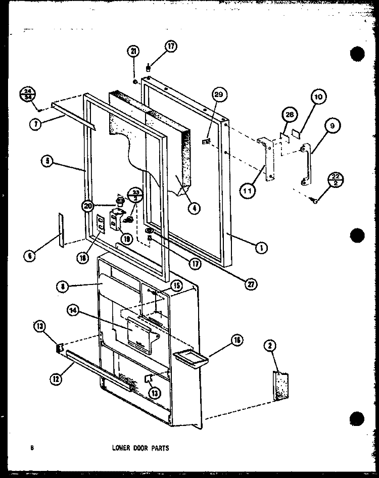 LOWER DOOR PARTS Diagram and Parts List for TM14K P7705206W Amana Refrigerator