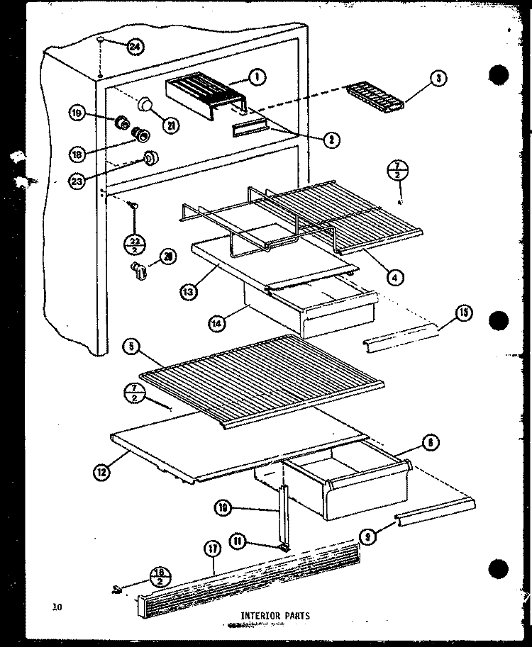INTERIOR PARTS Diagram and Parts List for TM14K P7705206W Amana Refrigerator