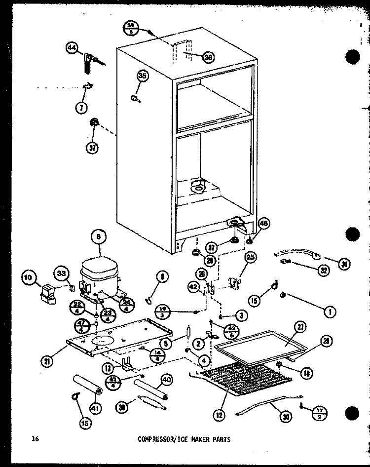 COMPRESSOR / ICE MAKER PARTS Diagram and Parts List for TM14K P7705206W Amana Refrigerator