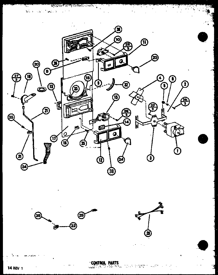 CONTROL PARTS Diagram and Parts List for TM14M P7705208W Amana Refrigerator