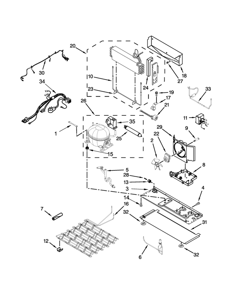 Unit Parts Diagram and Parts List for 7MF2976AEM03  Maytag Refrigerator