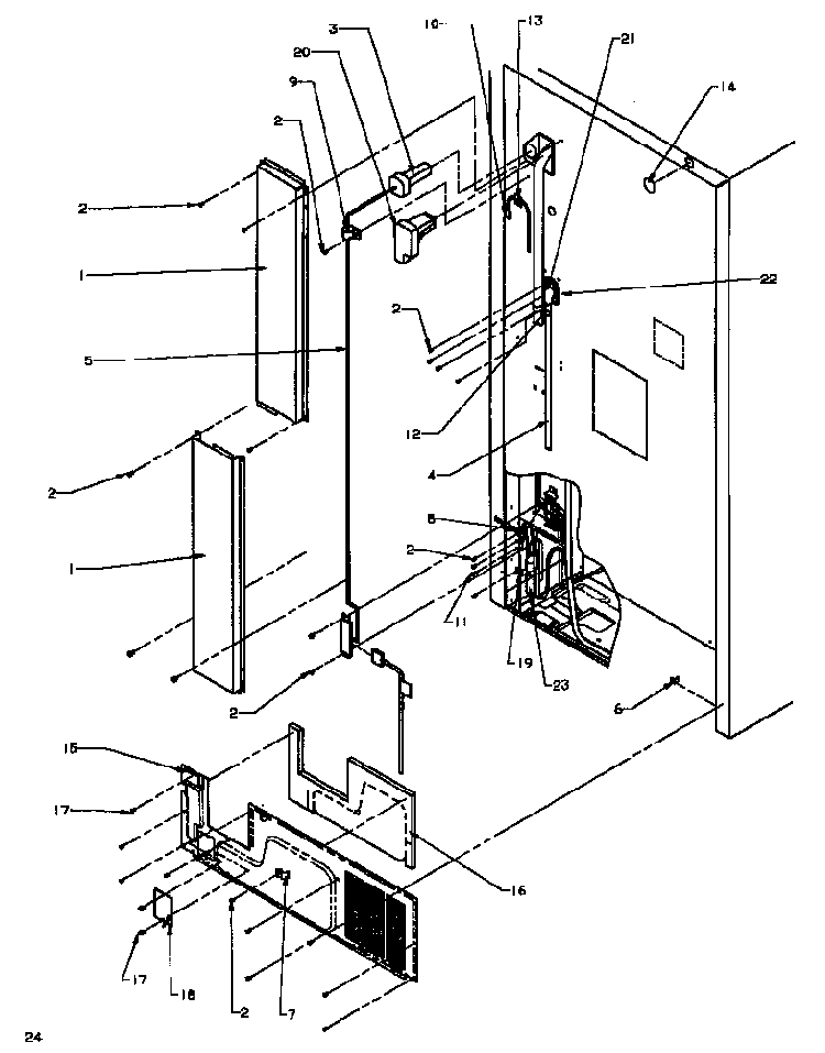 Cabinet Back Diagram and Parts List for TG18R3L-P1181711WL  Amana Refrigerator