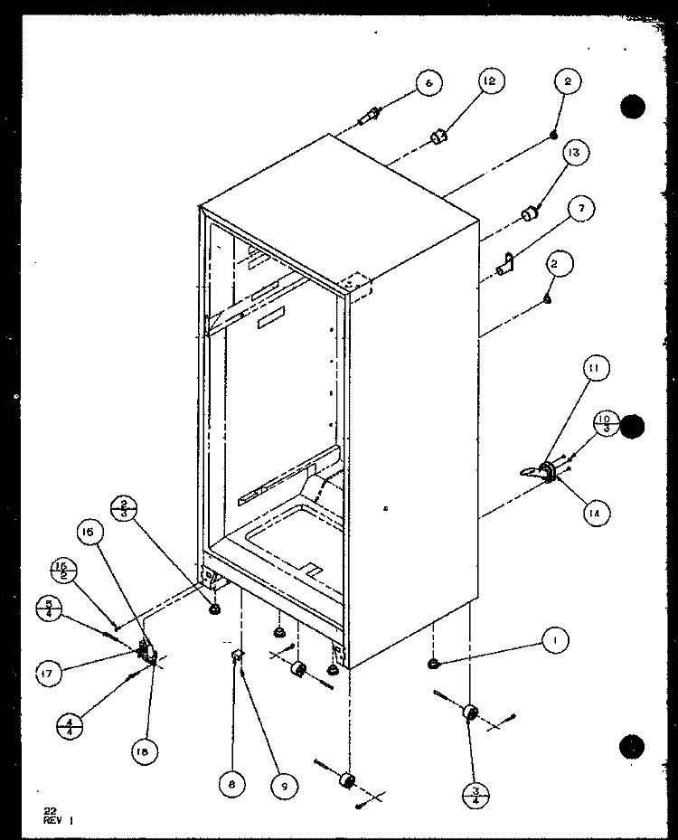 CABINET BOTTOM AND BACK Diagram and Parts List for TL20QL P1111706W L Amana Refrigerator