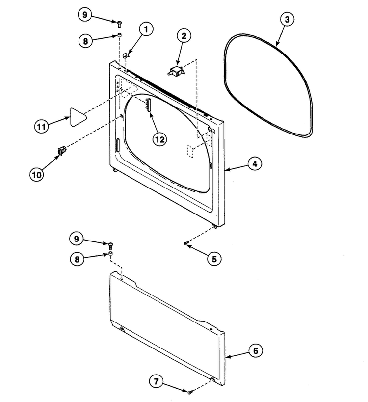 Front Panel Diagram and Parts List for SSEY07WF1500  Speed Queen Dryer