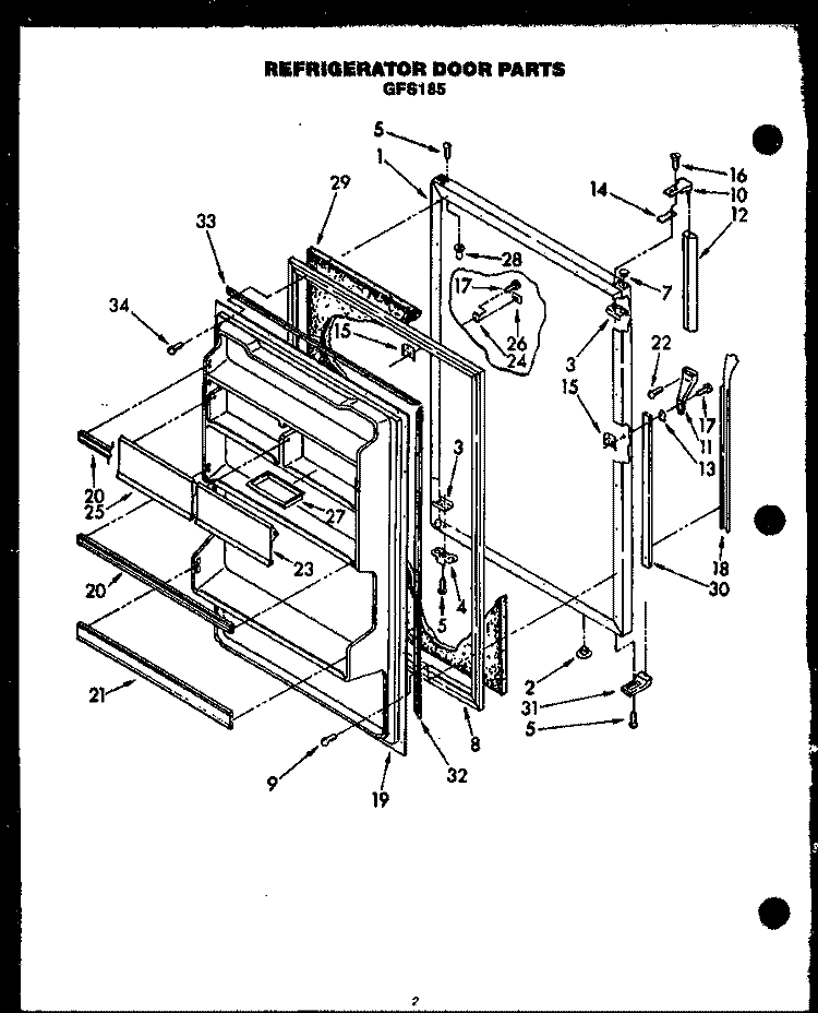 REF DOOR PARTS Diagram and Parts List for GFS185/MN10  Caloric Refrigerator