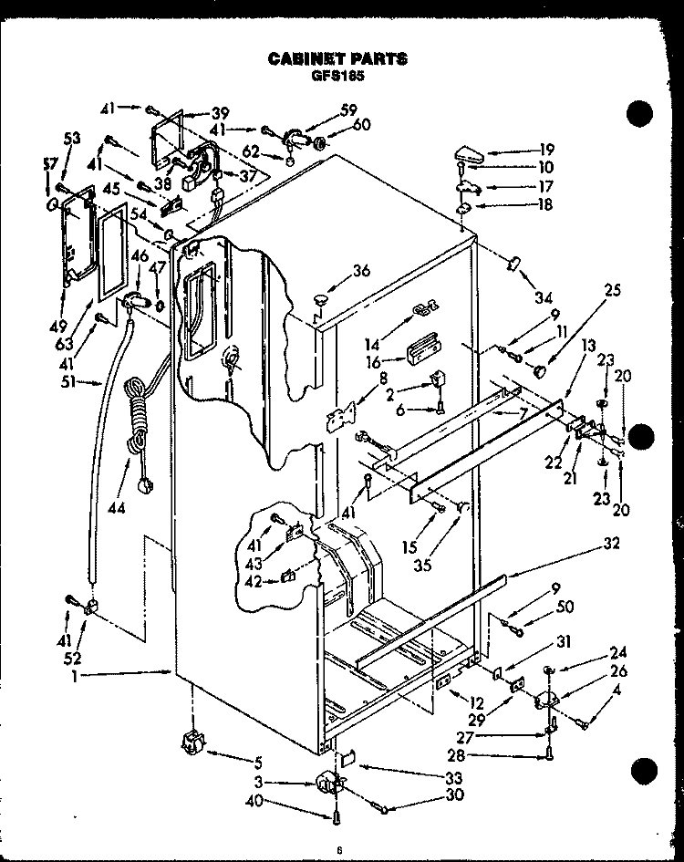 CABINET PARTS Diagram and Parts List for GFS185/MN10  Caloric Refrigerator