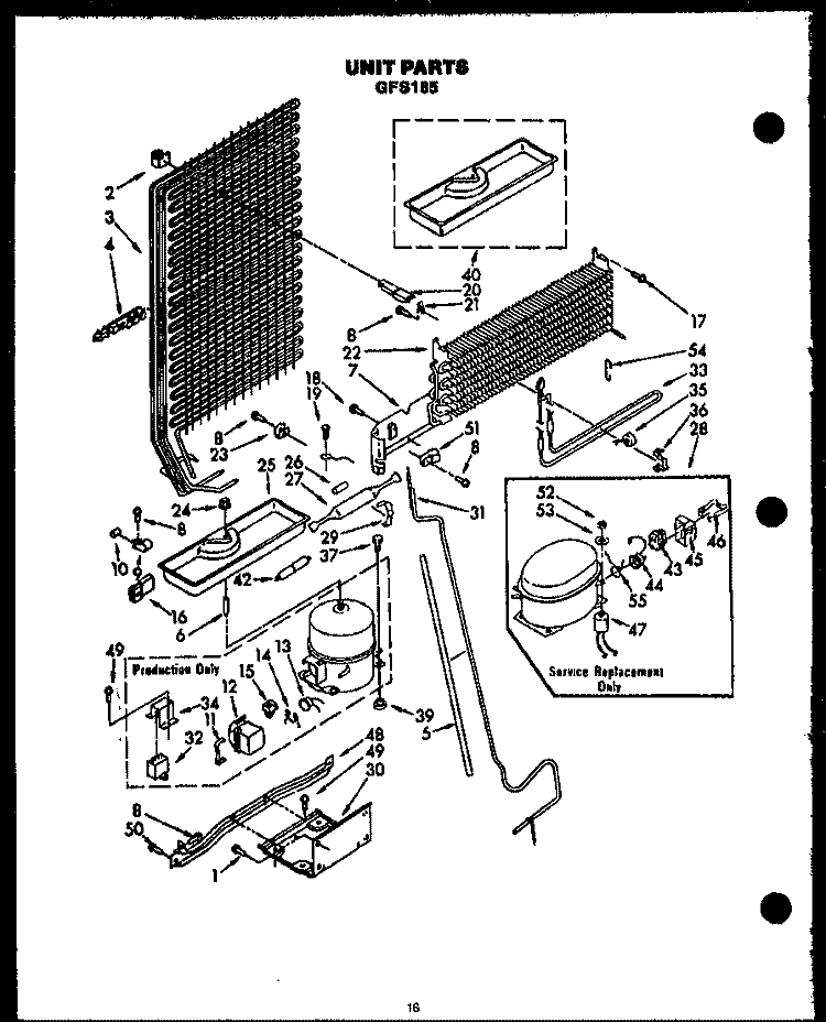 UNIT PARTS Diagram and Parts List for GFS185/MN10  Caloric Refrigerator