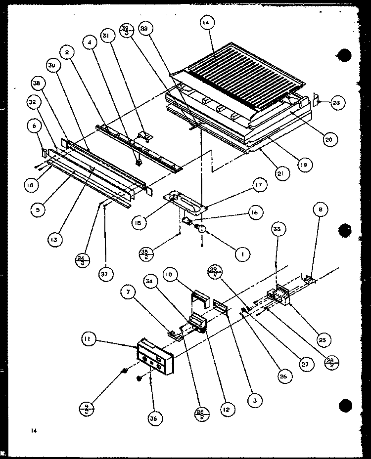 DIVIDER BLOCK AND CONTROLS Diagram and Parts List for TZI21Q2E P1111714W E Amana Refrigerator