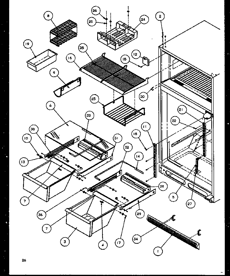 CABINET SHELVING Diagram and Parts List for TZ19RW P1158503W W Amana Refrigerator