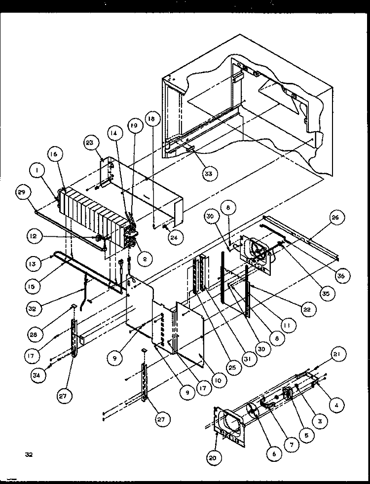 EVAP AREA Diagram and Parts List for TG18RBW P1158303W W Amana Refrigerator