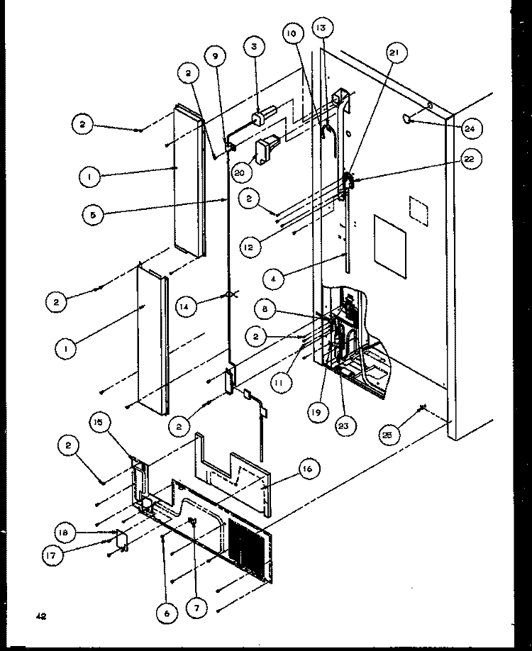 CABINET BACK Diagram and Parts List for TG18RBW P1158303W W Amana Refrigerator