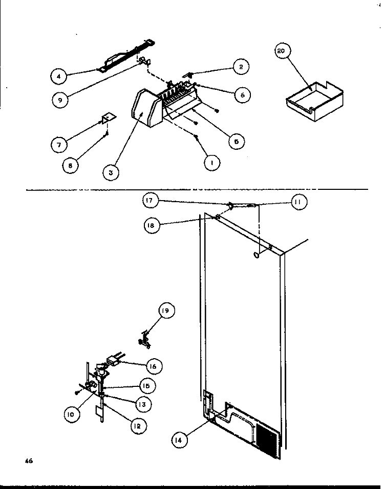 FACTORY INSTALLED ICE MAKER Diagram and Parts List for TZI22RE P1168007W E Amana Refrigerator