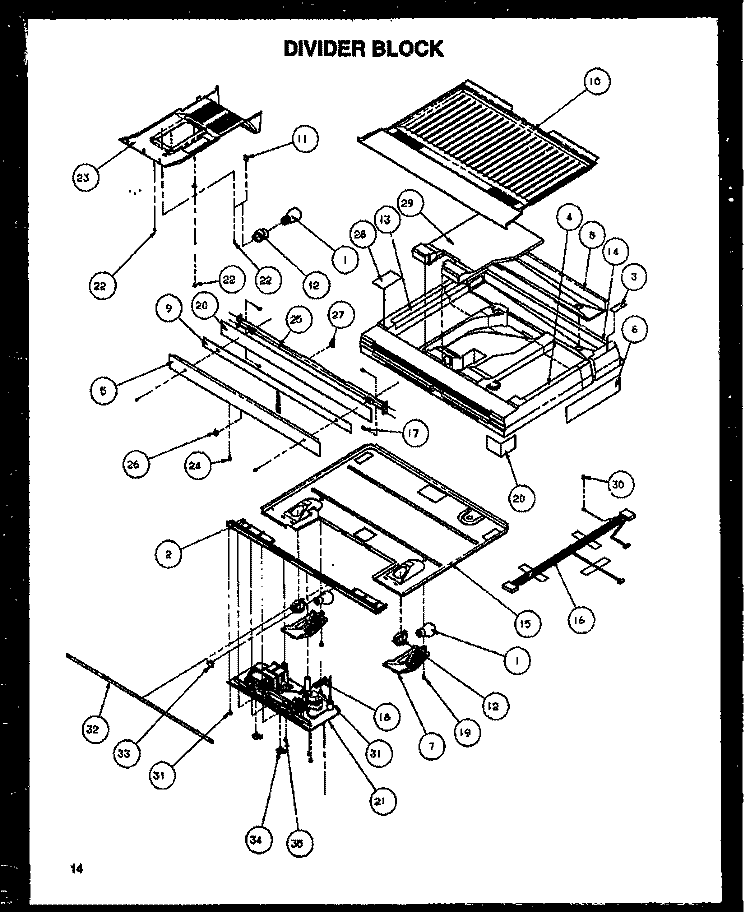 DIVIDER BLOCK Diagram and Parts List for TA18R2W P1158306W W Amana Refrigerator