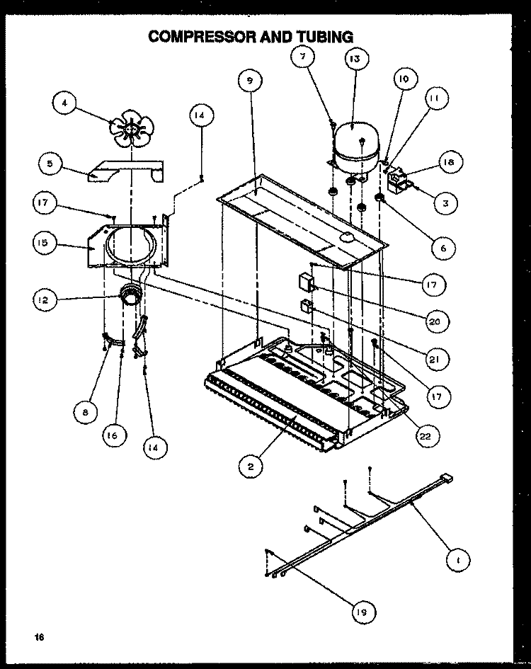 COMPRESSOR AND TUBING Diagram and Parts List for TA18R2W P1158306W W Amana Refrigerator