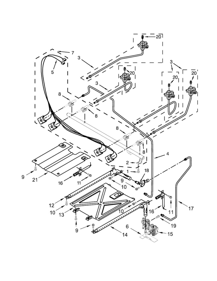 Manifold Parts Diagram and Parts List for AGR5630BDW2  Amana Range