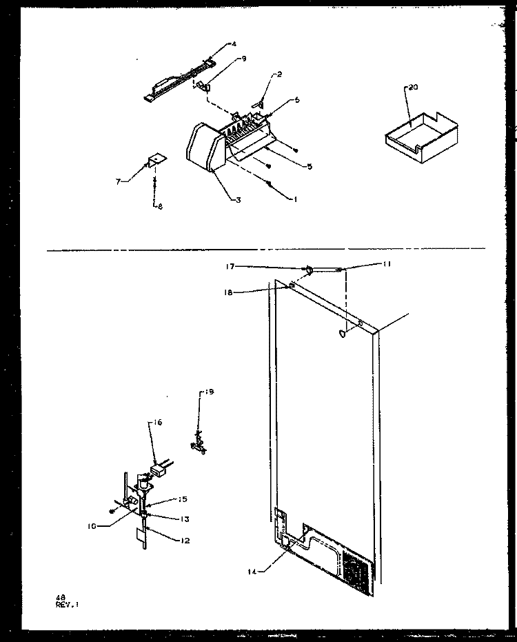 FACTORY INSTALLED ICE MAKER Diagram and Parts List for TXI21RE P1168006W E Amana Refrigerator