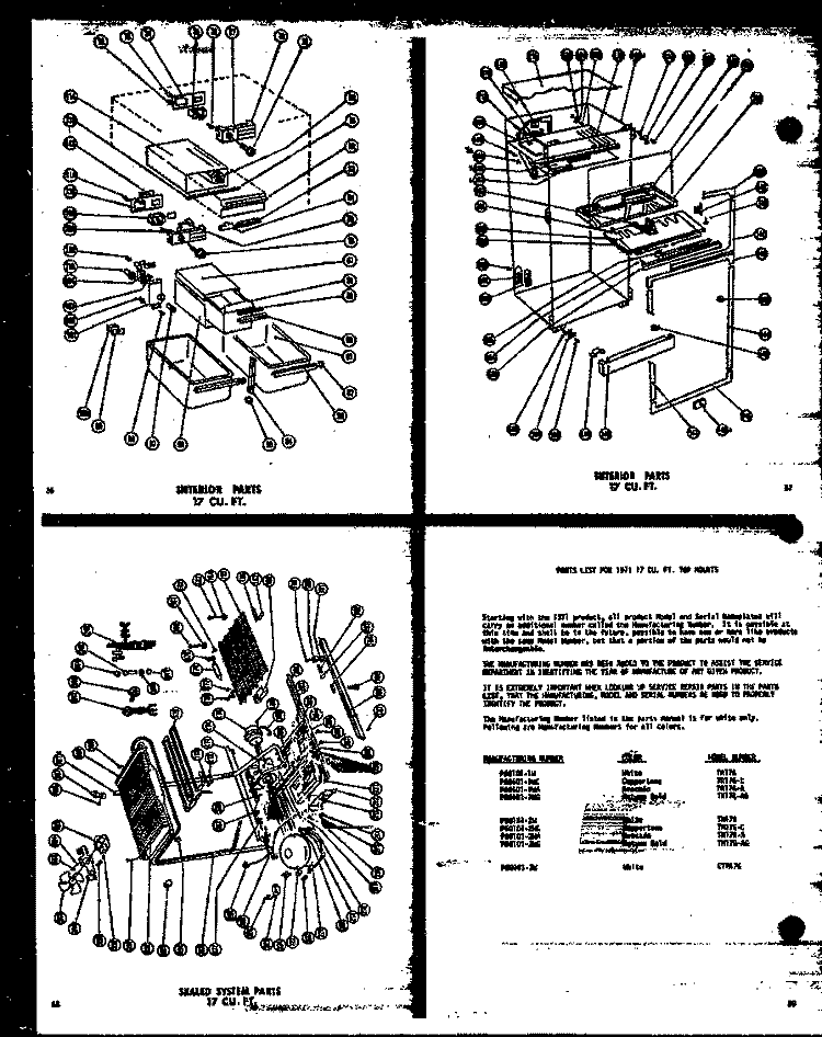 INTERIOR PARTS 17 CU. FT. Diagram and Parts List for TM17G P6010102W Amana Refrigerator
