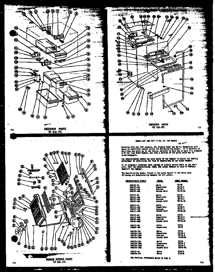 INTERIOR PARTS 17 CU. FT. Diagram and Parts List for TM17G-AG P6017813W G Amana Refrigerator