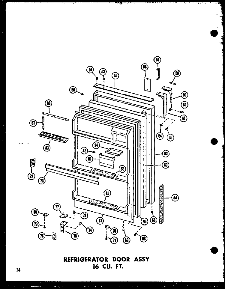 REF DOOR ASSY 16 CU. FT. Diagram and Parts List for T16J P6017801W Amana Refrigerator