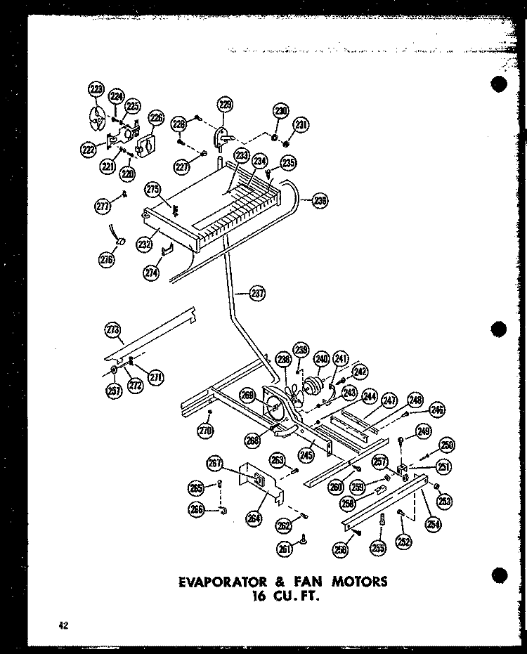 EVAP & FAN MOTOR 16 CU. FT. Diagram and Parts List for T16J P6017801W Amana Refrigerator