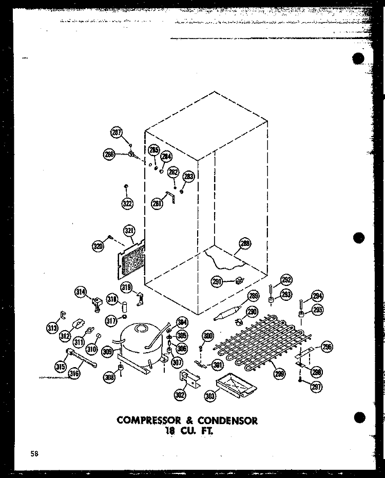 COMPRESSOR & CONDENSOR 18 CU. FT. Diagram and Parts List for TC18J-AG P6017804W G Amana Refrigerator