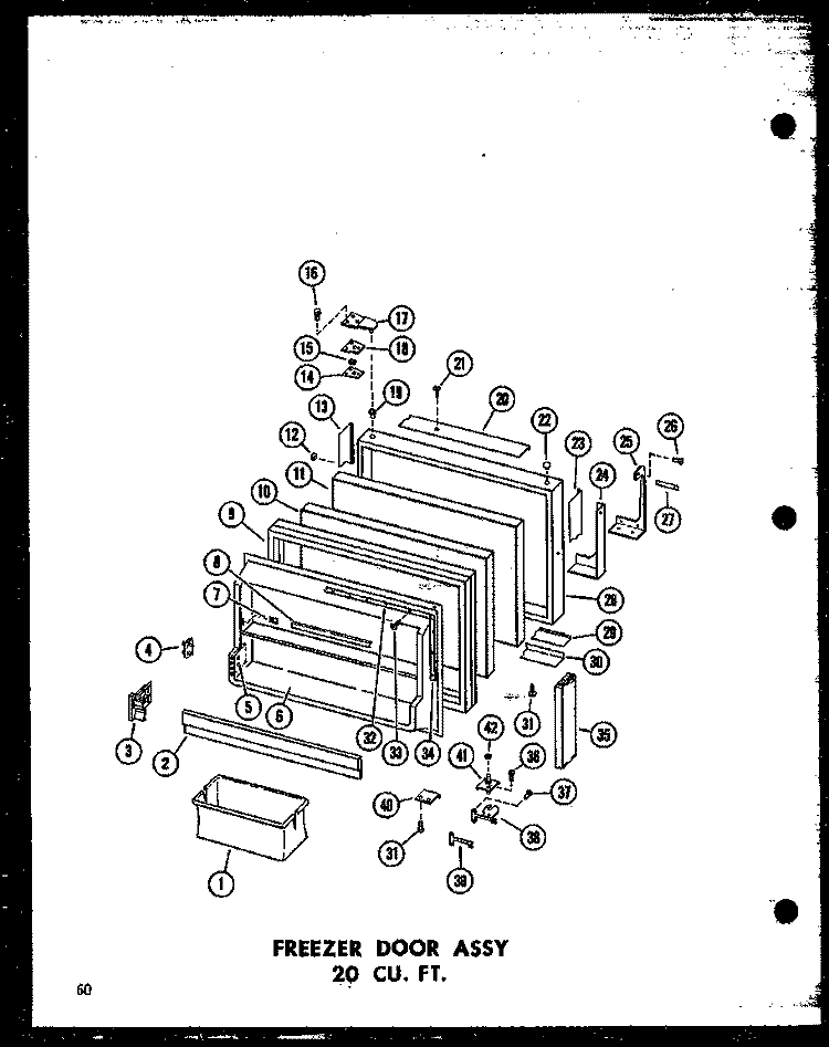 FZ DOOR ASSY 20 CU. FT. Diagram and Parts List for TD20J-A P6017806W A Amana Refrigerator