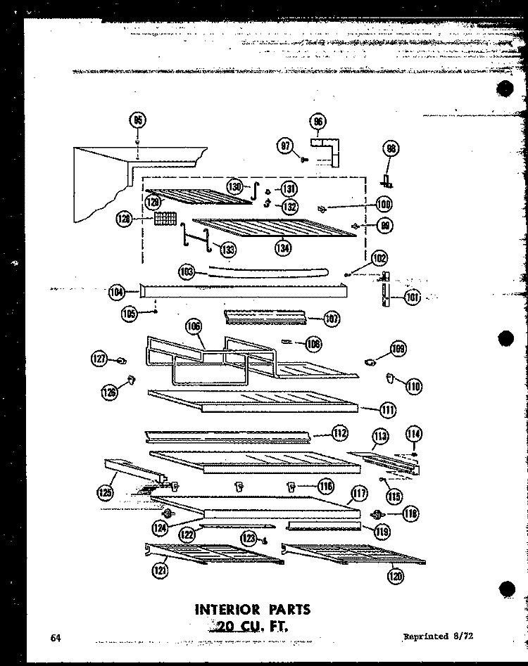 INTERIOR PARTS 20 CU. FT. Diagram and Parts List for TD20J-A P6017806W A Amana Refrigerator