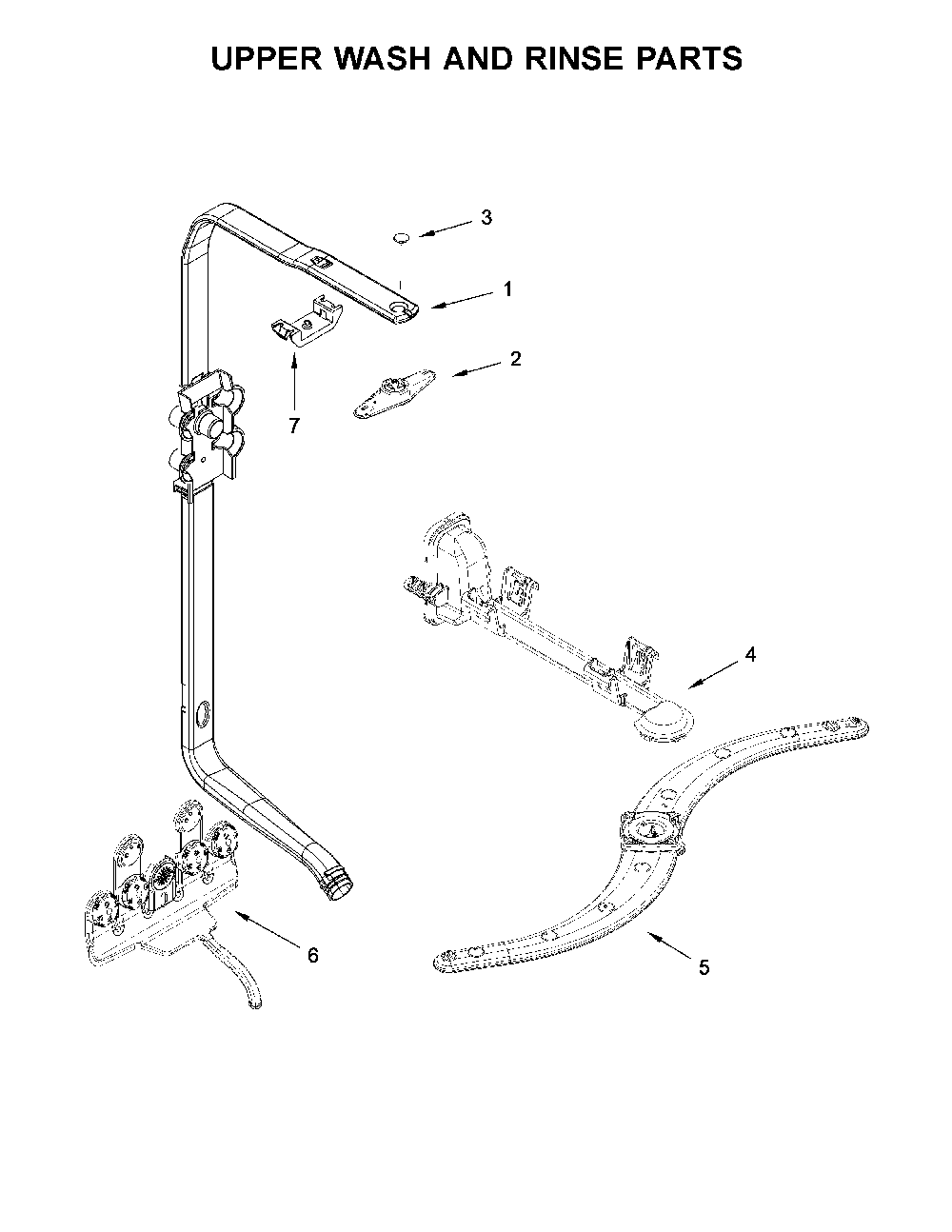 Upper Wash And Rinse Parts Diagram and Parts List for 66514719N710  Kenmore Dishwasher