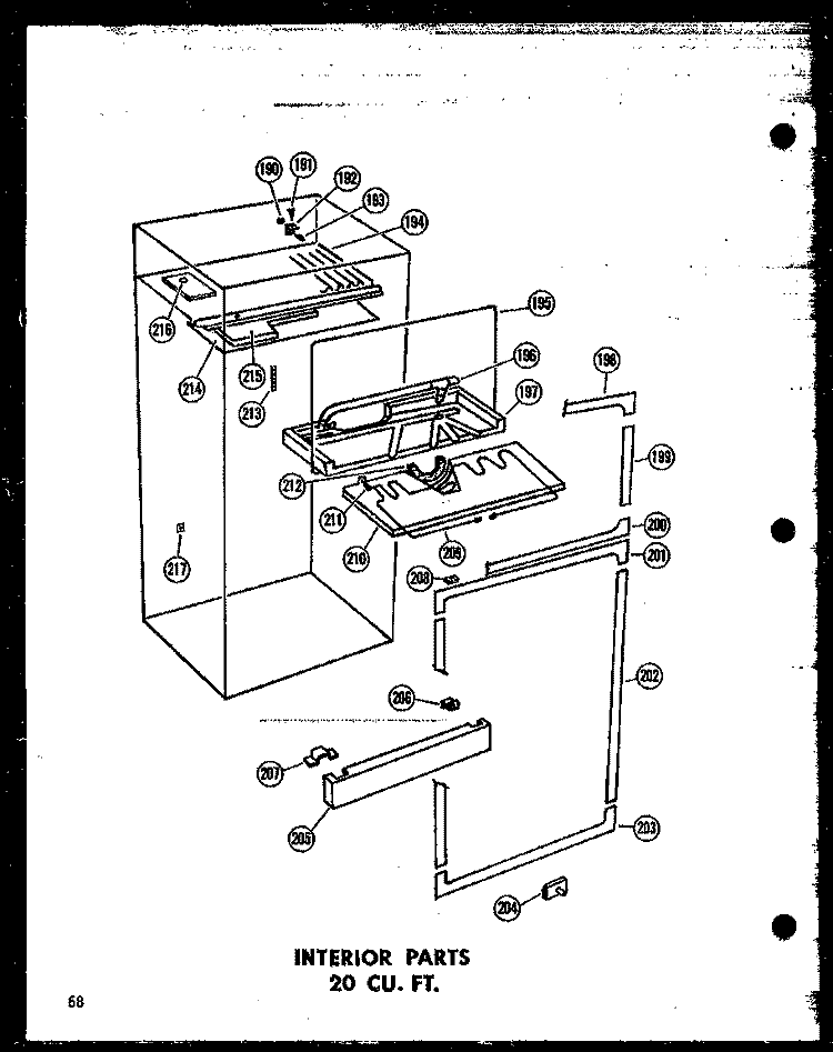 INTERIOR PARTS 20 CU. FT. Diagram and Parts List for TD20J-A P6017806W A Amana Refrigerator