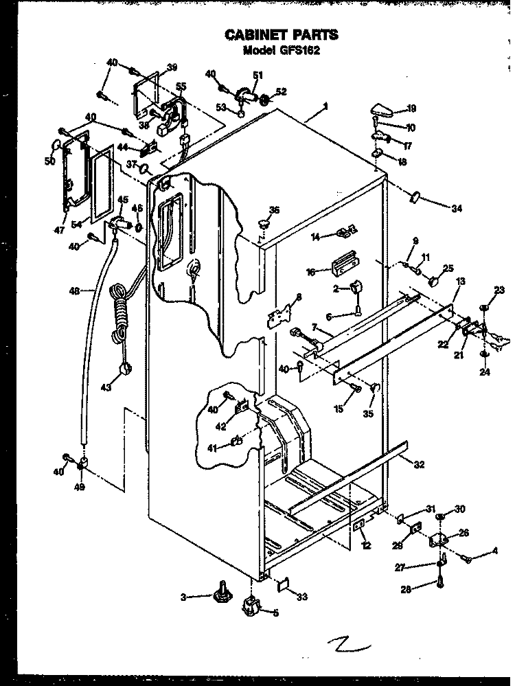 CABINET PARTS Diagram and Parts List for GFS162/MN00  Caloric Refrigerator