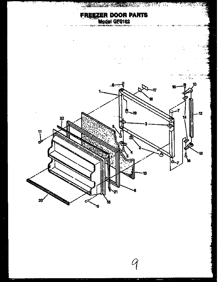 FZ DOOR PARTS Diagram and Parts List for GFS162/MN00  Caloric Refrigerator