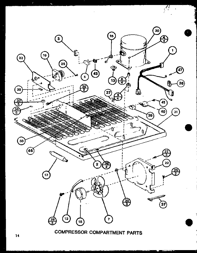 COMPRESSOR COMPARTMENT PARTS Diagram and Parts List for BL20J P7680818W Amana Refrigerator