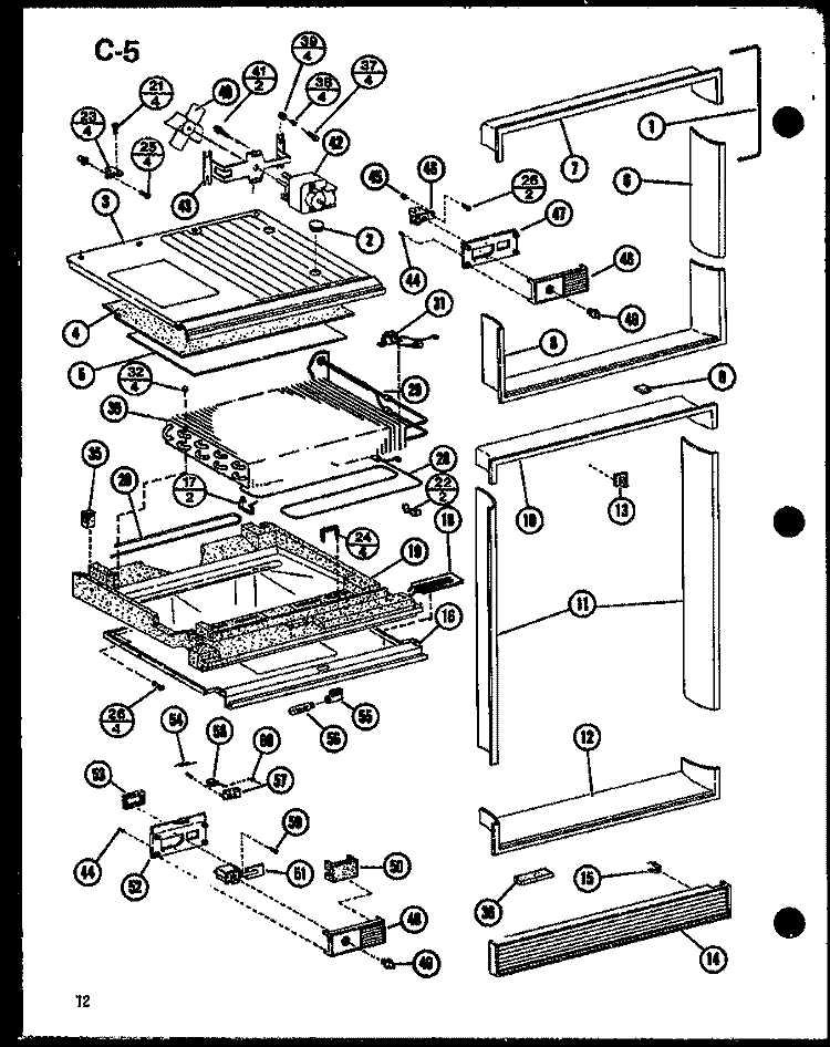 Page 4 Diagram and Parts List for TLI20F P7616403W Amana Refrigerator