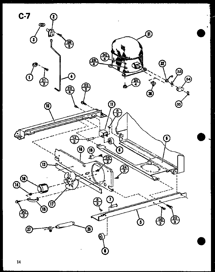Page 5 Diagram and Parts List for TLI20F P7616403W Amana Refrigerator