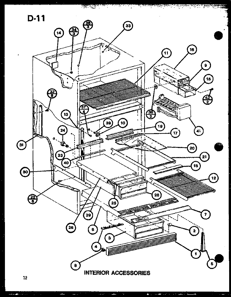 INTERIOR ACCESSORIES Diagram and Parts List for TC18G P7553501W Amana Refrigerator