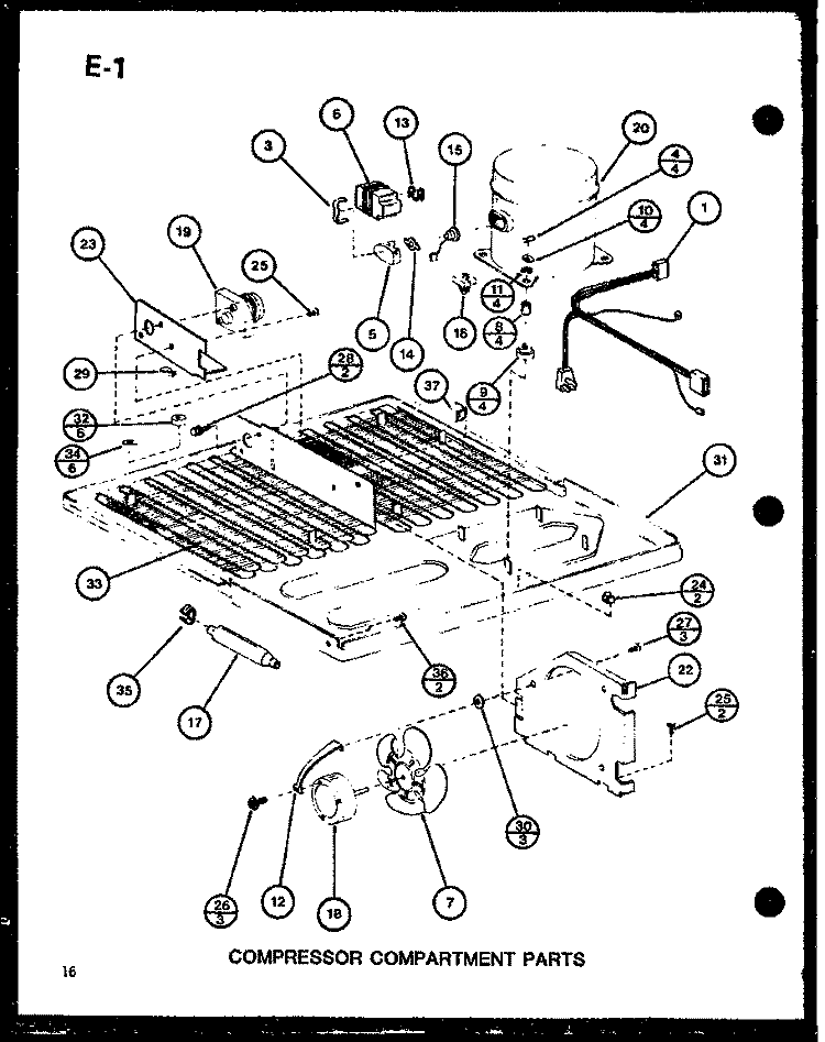COMPRESSOR COMPARTMENT PARTS Diagram and Parts List for TC18G P7553501W Amana Refrigerator