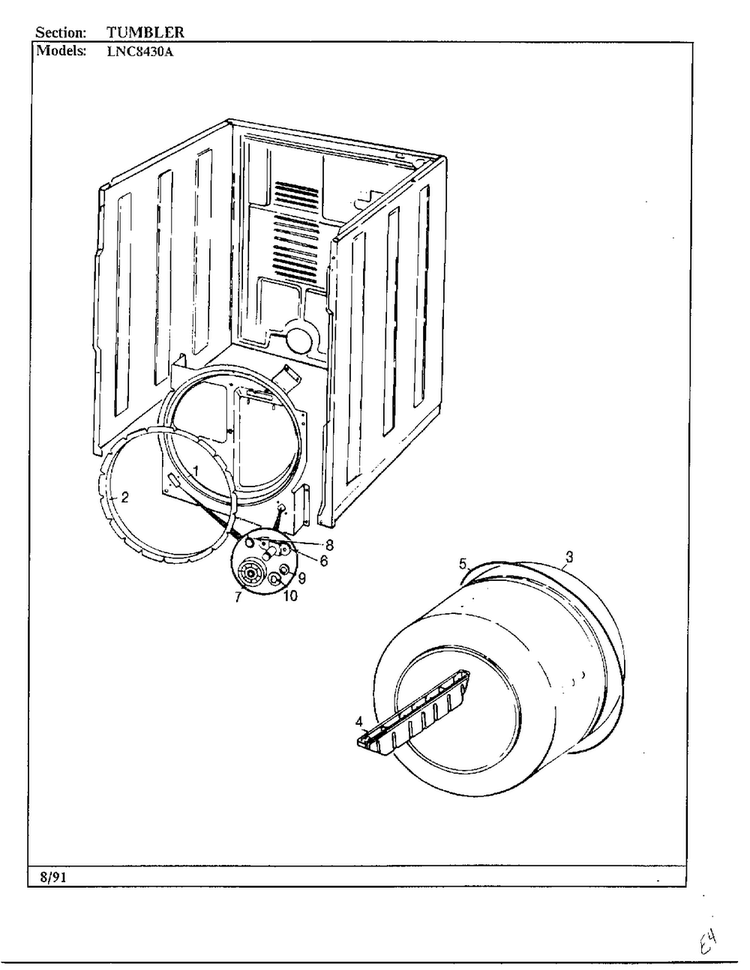 Tumbler Page 2 Diagram and Parts List for 8430A REV E Norge Dryer