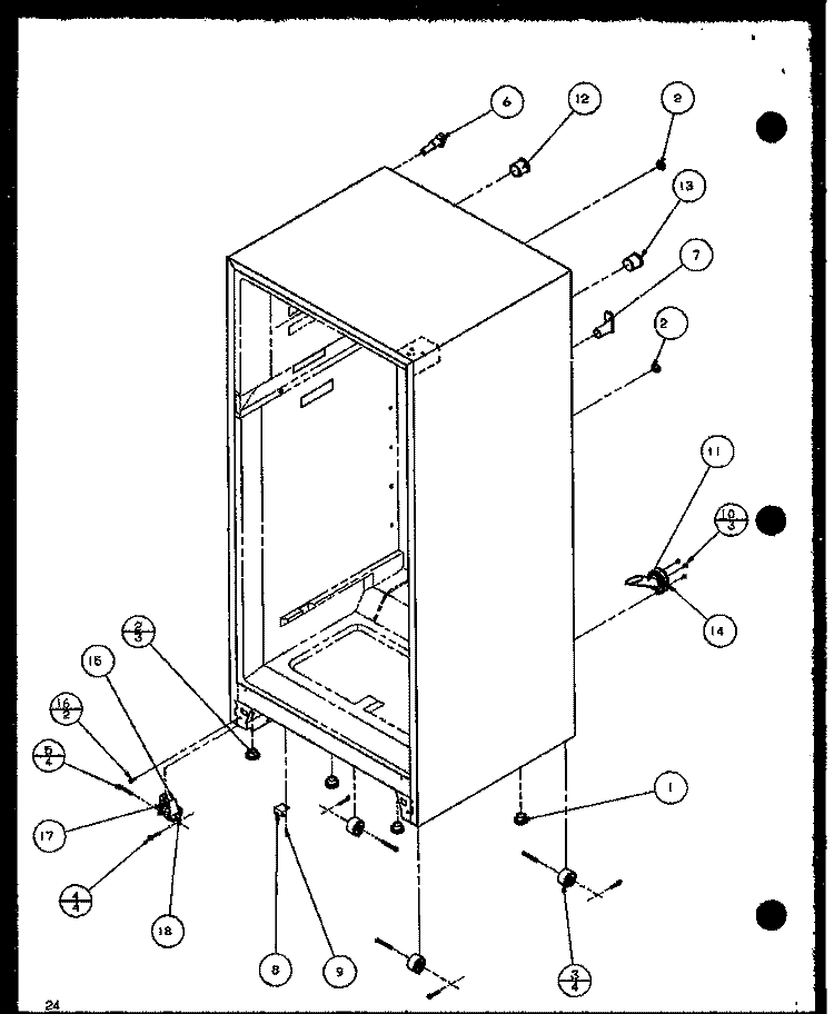 CABINET BOTTOM AND BACK Diagram and Parts List for TZ18Q2G P1156103W G Amana Refrigerator