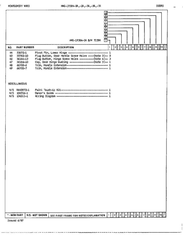 Doors/misc Page 3 Diagram and Parts List for 19584A  Admiral Refrigerator