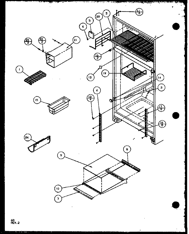 CABINET SHELVING Diagram and Parts List for TZ22QL P1114906W L Amana Refrigerator
