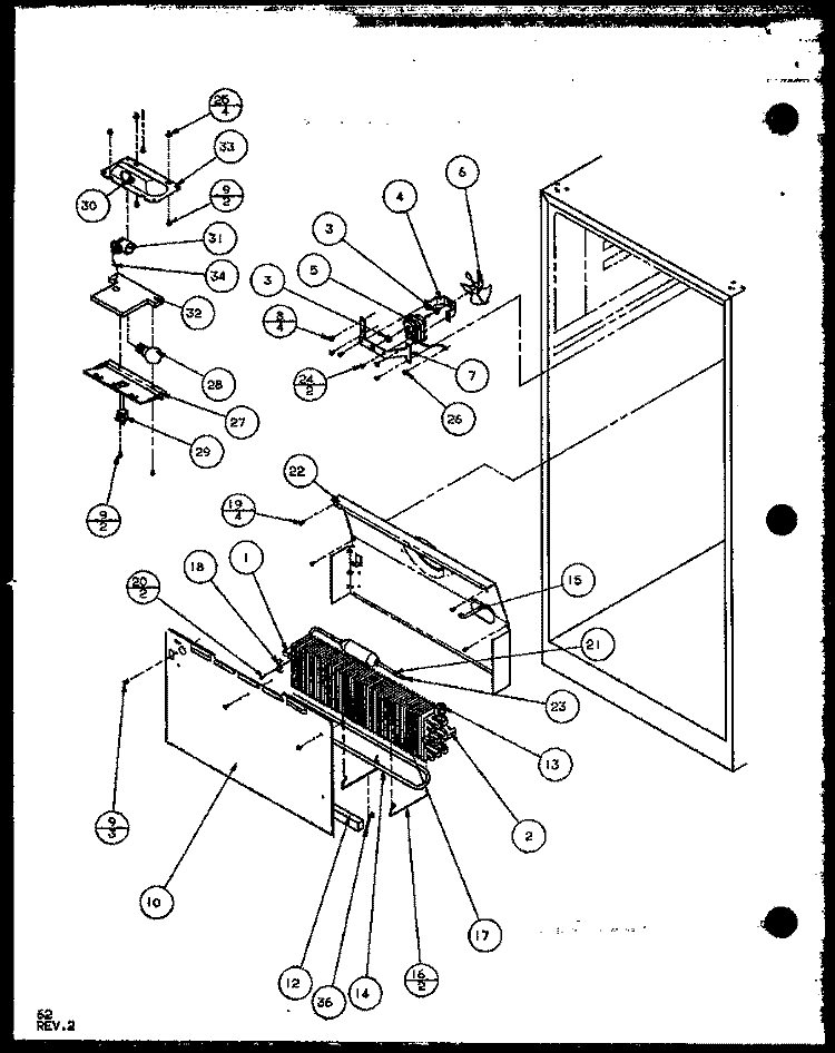 EVAP AREA Diagram and Parts List for TZ22QL P1114906W L Amana Refrigerator