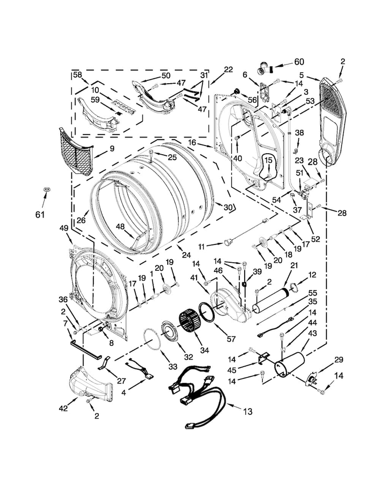 Bulkhead Parts Diagram and Parts List for MGD4200BG1  Maytag Dryer