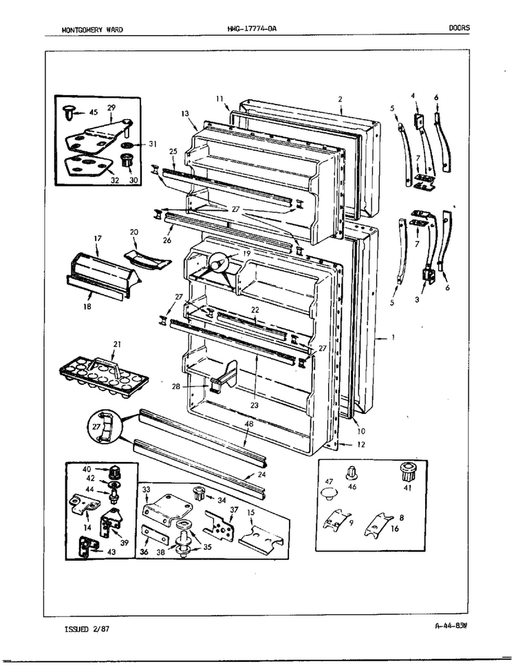Doors/misc Diagram and Parts List for 17774A  Admiral Refrigerator