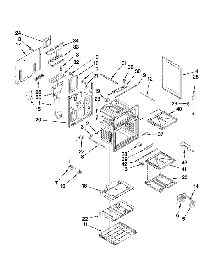 Chassis Parts Diagram and Parts List for JGR8895BDS13  Jenn-Air Range
