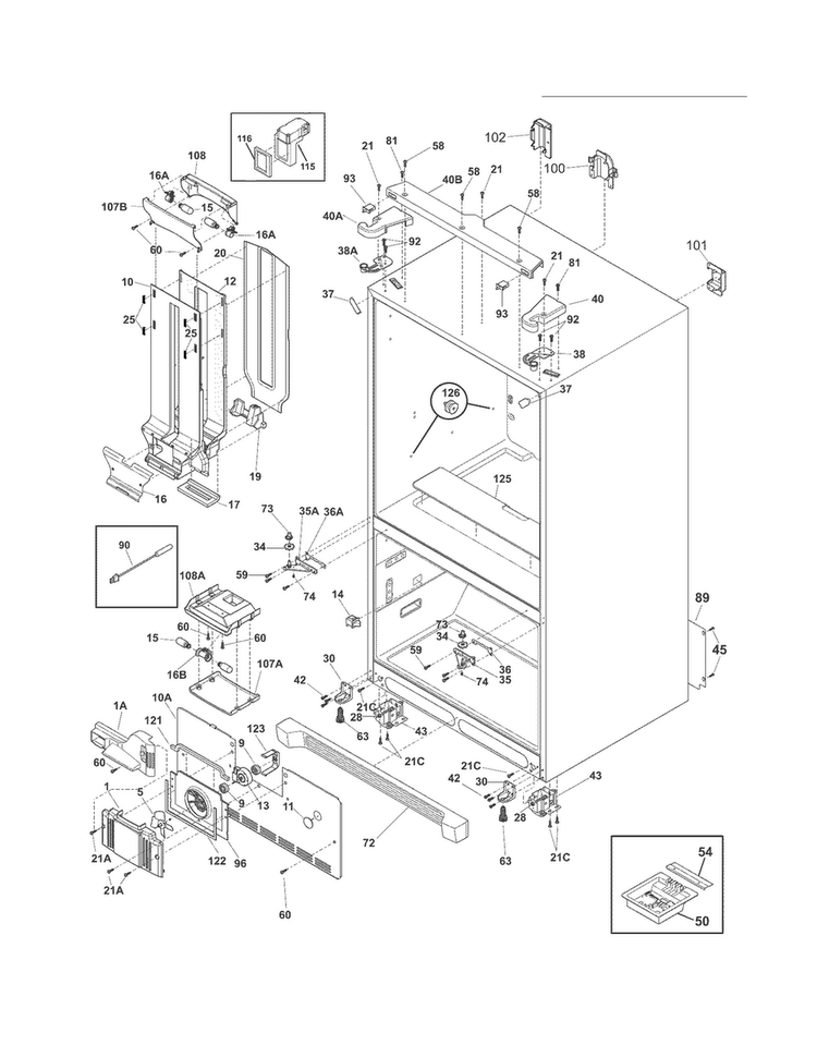 Cabinet Diagram and Parts List for CFD26WIS5  Crosley Refrigerator